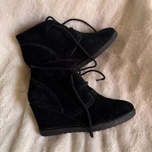 Suede wedge boot heels